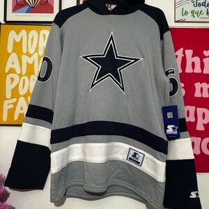 Dallas Cowboys Starter NFL Hoodie - Size S - Grey & Navy - NEW with Tags